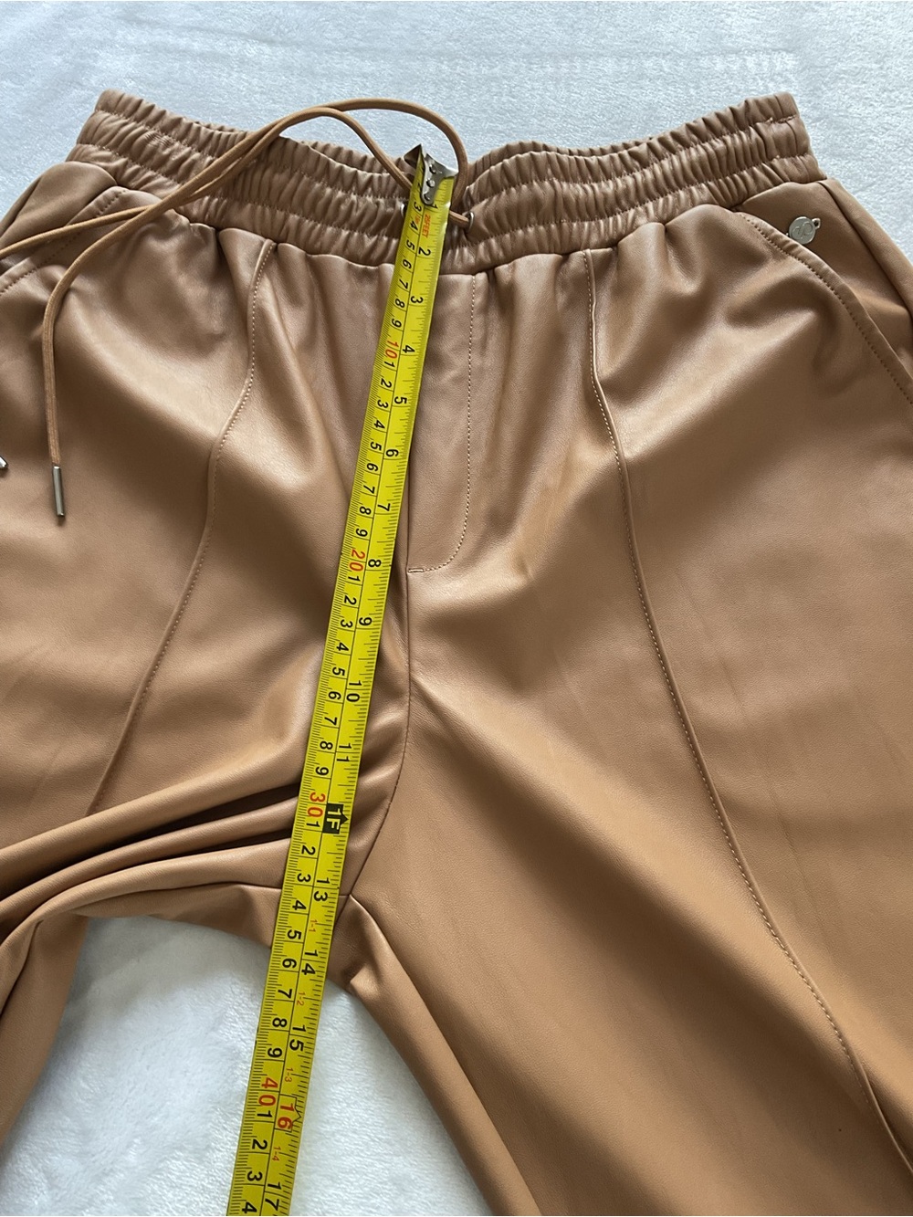 CALIA Women’s Faux Leather Jogger Pants Brown Tan Pull-On Size M - Picture 9 of 11